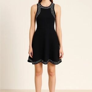 Sandro Black Mini Dress with Studded Accents